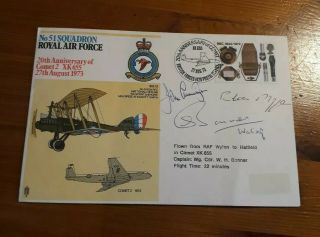 Royal Air Force Raf Crew Signed Flown Cover.  No.  51 Squadron Comet 2