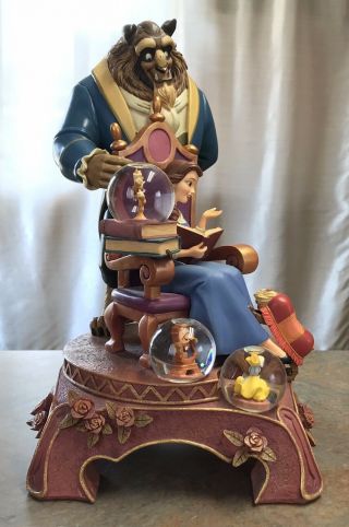 Disney Beauty & The Beast 10th Anniversary Snow Globe Figurine Htf Rare - Read