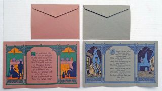 1924 Buzza Co - Wish You Were Here & Pal Like You - Greeting Cards W/ Envelopes