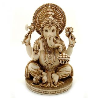 Ganesha Statue 6 " Hindu Elephant God Ivory Color Resin Lord Of Success Ganesh