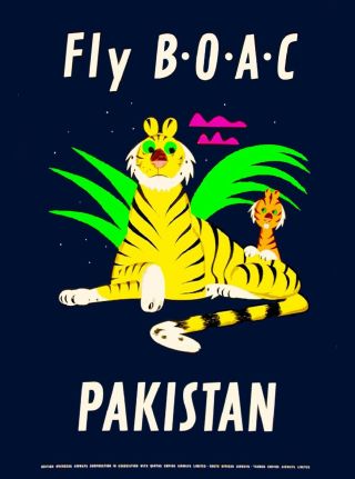 Pakistan South East Asia Fly Boac Air Vintage Travel Advertisement Art Poster