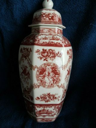 Vintage Antique Chinese Cranberry Hexagon Ginger Jar with cover 3