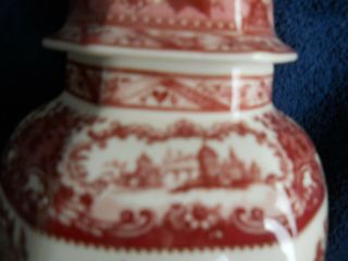 Vintage Antique Chinese Cranberry Hexagon Ginger Jar with cover 6