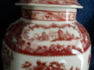 Vintage Antique Chinese Cranberry Hexagon Ginger Jar with cover 7