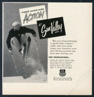 1958 Sun Valley Ski Area Skier Skiing Photo Always More Action Vintage Print Ad