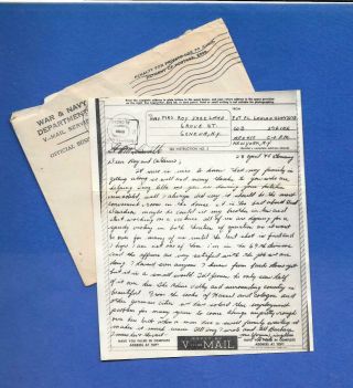 28 April 1945 Us V - Mail From Germany To Geneva,  Ny,  69th Division Apo 417,  Ny