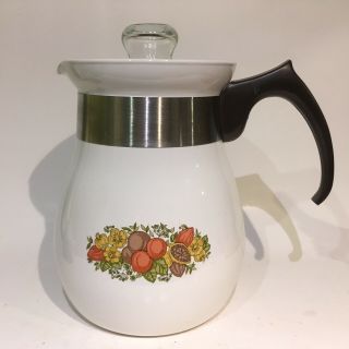 Vintage Corning Ware ' Spice of Life ' 6 Cup Stove Top Coffee Percolator P - 166 5