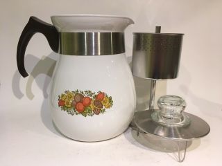 Vintage Corning Ware ' Spice of Life ' 6 Cup Stove Top Coffee Percolator P - 166 8