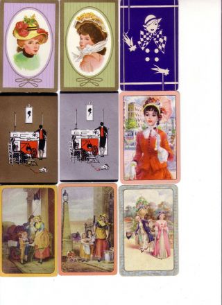 Set 9 X Vintage Art Deco,  Edwardian Ladies And Gents - - Swap Playing Cards