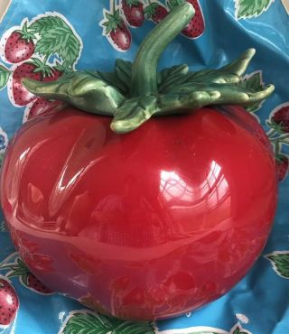 Mc Vintage Apple Cookie Jar 10 1/2” T Ceramic Red Fruit Large