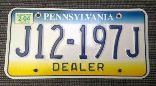 2004 Pennsylvania Dealer License Plate Tag J12 - 197j