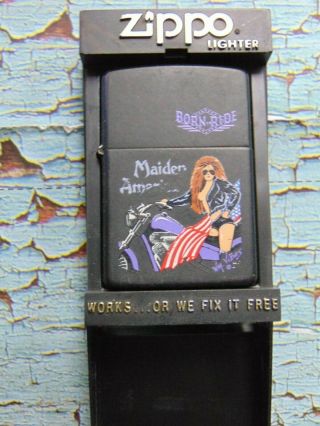 Zippo Vintage Lighter Era 1973 “born To Ride” Maiden America Print