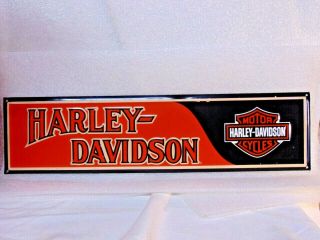 Harley Davidson Motorcycles Advertising Sign Orange Black Bar & Shield $9.  95 Nr