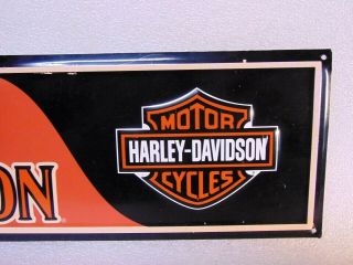 HARLEY DAVIDSON MOTORCYCLES advertising sign ORANGE BLACK bar & shield $9.  95 NR 3