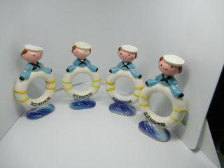 Enesco Vintage Set Of 4 Napkin Rings S.  S.  Napkin Sailors