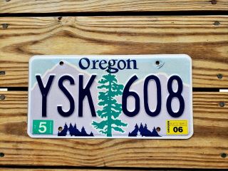 Oregon License Plate Tag Number Ysk 608 Vintage Or Tree Graphic