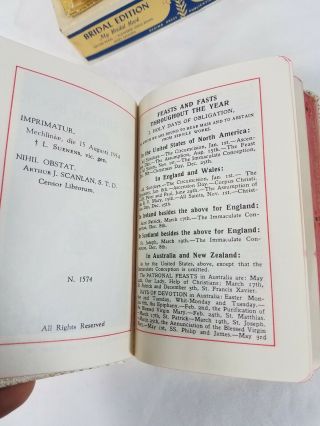 1954 Prayer Book For The Catholic Bride Regina Press,  Gold Edges VTG 8