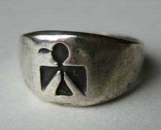 Vintage Navajo Indian Sterling Silver Thunderbird Band Ring Size 7.  5