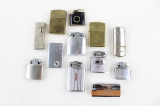 12 X Assorted Vintage Cigarette Lighters Inc.  Ronson,  Colibri,  Brass