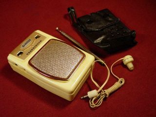 Vintage 1960s Audition Boys 2 Transistor Radio Japan W/ Antenna Earphone & Case