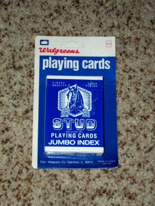Vintage Stud Playing Cards Blue Back Poker Size Jumbo Index Walgreens