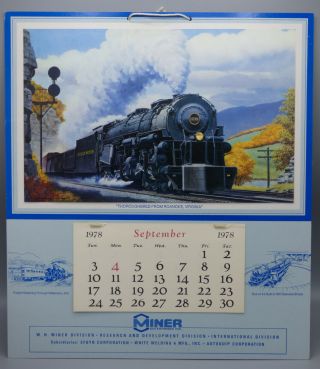 1978 Miner Enterprises Railroad Calendar Thoroughbred From Roanoke,  Virginia