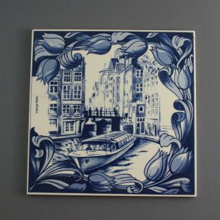 Delft Blue White Tile Amsterdam Canal Tulips T Kolkje A 