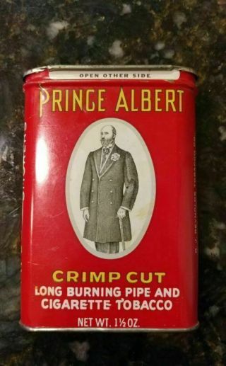 Vintage Prince Albert Tin Crimp Cut Cigar Pipe And Tobacco -