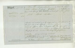 1858 Bill Of Lading Ship " Silas Holmes " 200 Bales Cotton Orleans To York