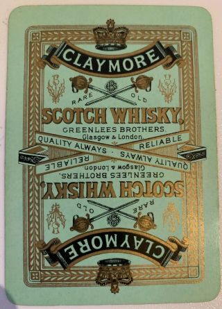 Playing Swap Cards = 1 Old English Wide Single Claymore Scotch Whisky Green