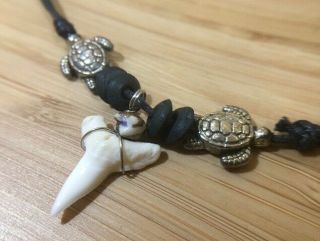 Real Natural Shark Tooth Necklace Pendant Choker&surfer Rock Hippie Mens Gift