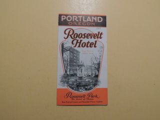Roosevelt Hotel Portland Oregon Vintage Brochure 1928