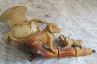 Old Meerschaum Carved Pipe W/2 Dogs