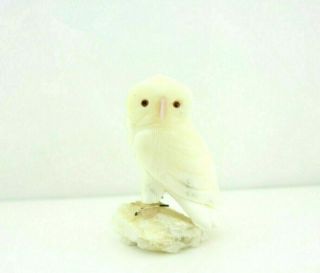 Owl Natural Stone Hand Carved 4 " Bird Figurine 5