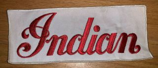 Vintage Indian Motorcycle Red And White Embroidered Patch 9 3/4 " X4 " - 47 Yrs Old