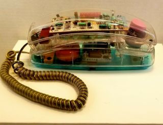 Vintage Unisonic Clear See Through Telephone Phone 6900 Retro Colorful