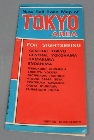 1967 Rail Road Map Of Tokyo Area For Sightseeing Yokohama Kamakura Enoshima