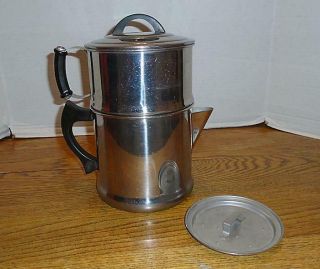 Vtg 4 Pc Stove Top Lifetime Cookware Stainless Steel Drip Coffee Pot 8 - 10 Cups