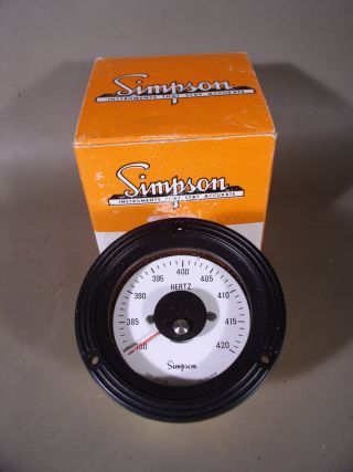 Vintage Simpson 330 - 420 Hz Panel Mount Meter " Nos "