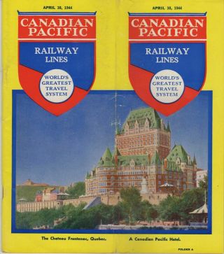 Canadian Pacific Railway Lines - April 30,  1944 - 1944 Train Schedule