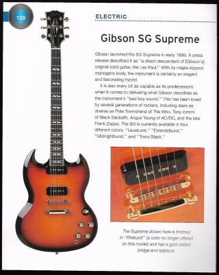 The 1999 Gibson Sg Supreme,  2002 Bob Marley Les Paul Guitar 6 X 8 Article/pinup
