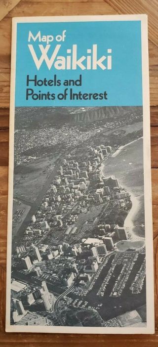 Map Of Waikiki Hotels & Points Of Interest Oahu Hawaii Vintage Travel Brochure