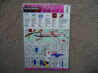 British Airways Bac 1 - 11 One Automatic Slide And Air Stair Airline Safety Card