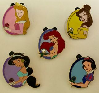 Wdw Princess Premiere Birthstone Pin Set Ariel Belle Jasmine Aurora Snow White