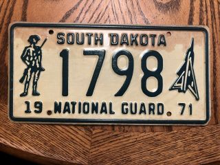 1971 South Dakota National Guard Ng License Plate Vintage Military Armed Forces