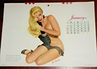Complete Vintage 1951 Esquire Pin - Up Sketch Drawing Al Moore Calendar 12 Months