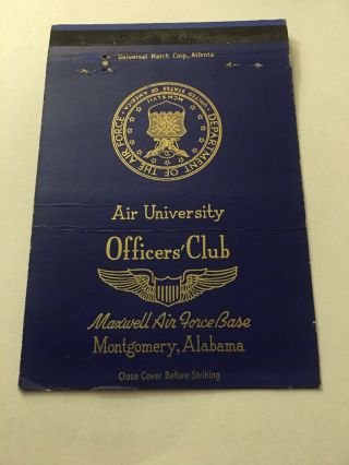 Vintage Matchbook Cover Matchcover Maxwell Air Force Base Montgomery Al
