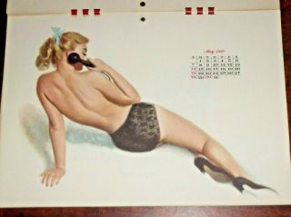 Complete Vintage 1950 Esquire Pin - Up Sketch Drawing Al Moore Calendar 12 Months 2