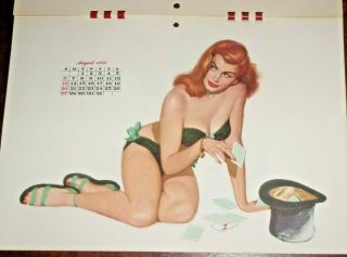 Complete Vintage 1950 Esquire Pin - Up Sketch Drawing Al Moore Calendar 12 Months 3