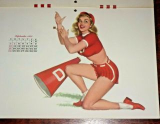 Complete Vintage 1950 Esquire Pin - Up Sketch Drawing Al Moore Calendar 12 Months 4